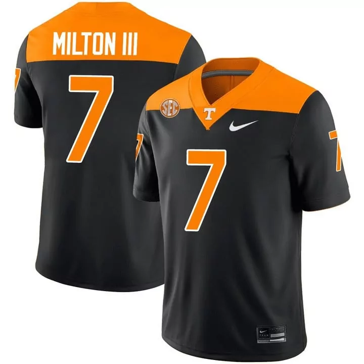 joe milton iii black mens tennessee volunteers checkerboard alternate jersey stitched