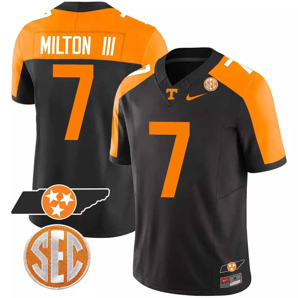 joe milton iii black mens tennessee volunteers checkerboard alternate jersey stitched