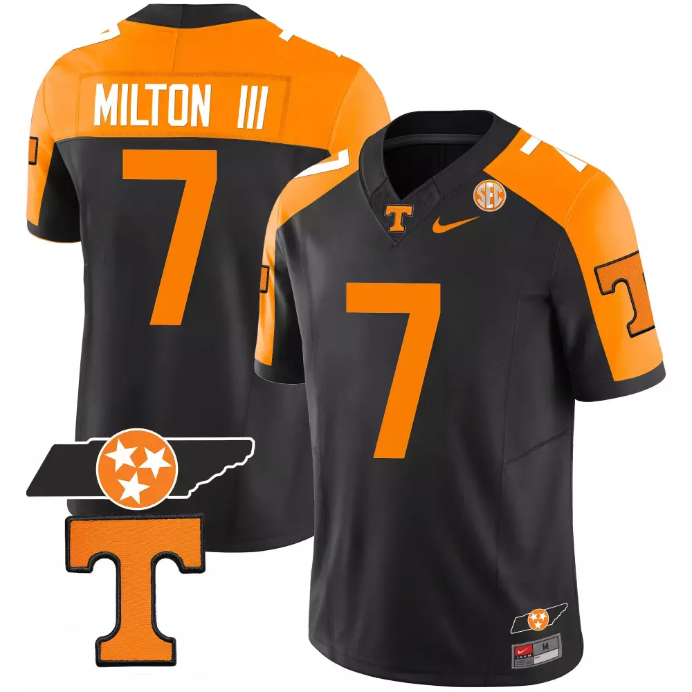 joe milton iii black mens tennessee volunteers checkerboard alternate jersey stitched
