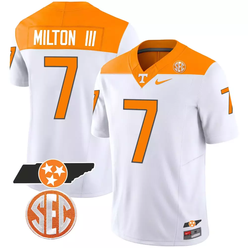 joe milton iii white mens tennessee volunteers 2023 alternate vapor limited jersey v3 all stitched