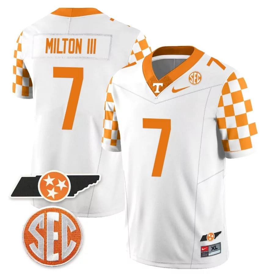 joe milton iii white mens tennessee volunteers 2023 alternate vapor limited jersey v3 all stitched