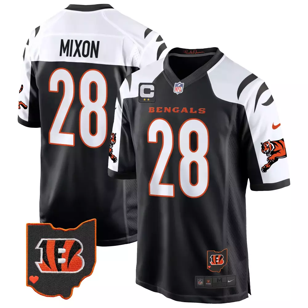 Cincinnati Bengals Joe Mixon Black Alternate Men's 2024 Game Jersey | All Stitched | Perfect for Game Day | For Men, Women & Youth