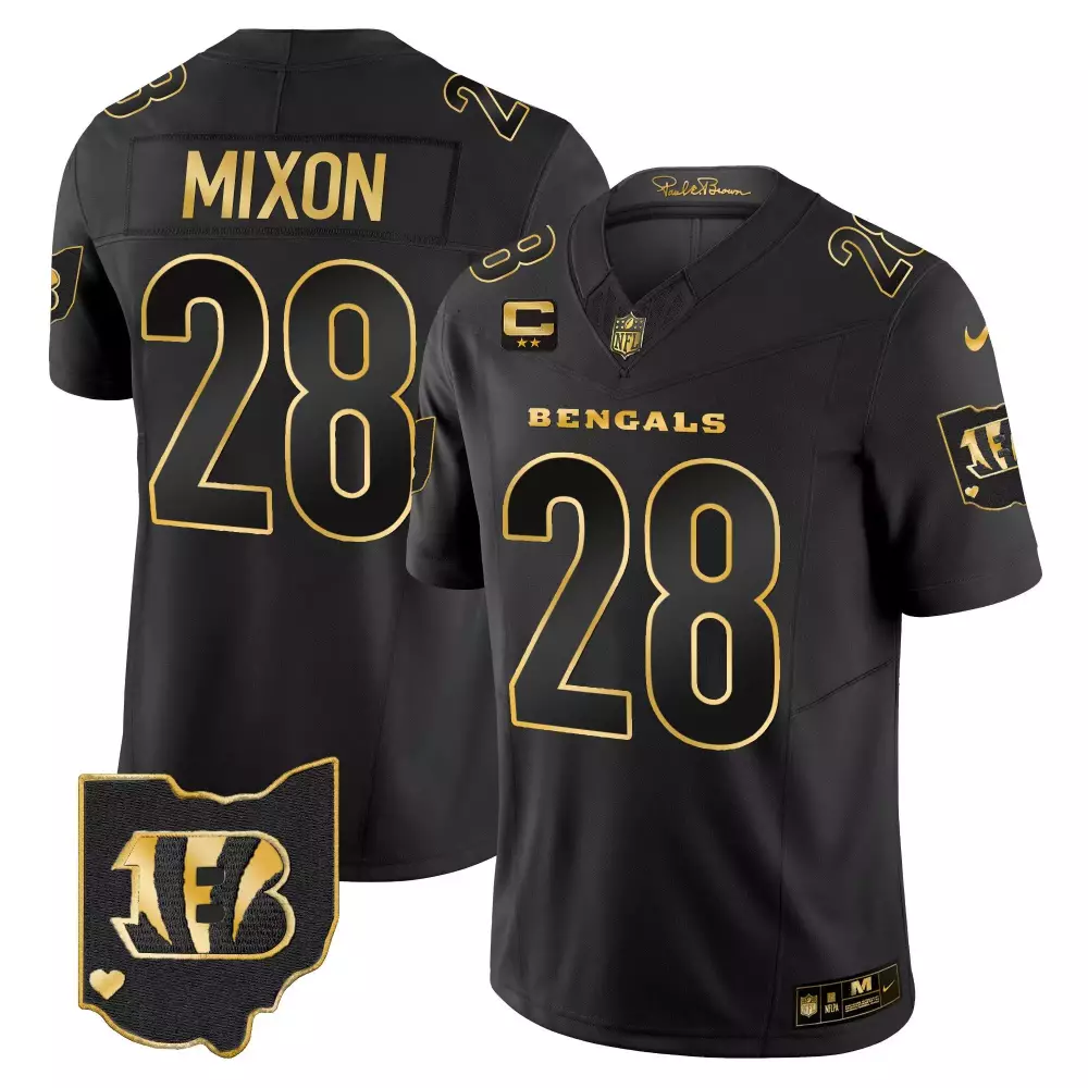 Joe Mixon Bengals Ohio Patch Gold Vapor Limited Jersey | Stitched Fan Gear for Men, Women & Youth