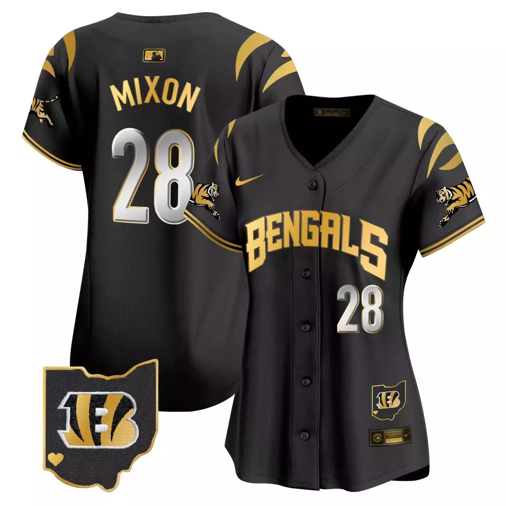 Joe Mixon Bengals Ohio Patch Gold Vapor Limited Jersey | Stitched Fan Gear for Men, Women & Youth