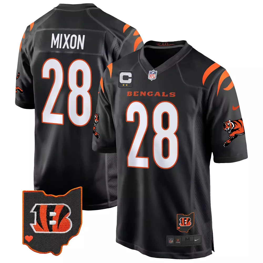 Joe Mixon Cincinnati Bengals 2024 Game Jersey | Stitched Black Design | Fan Gear for Men, Women & Youth