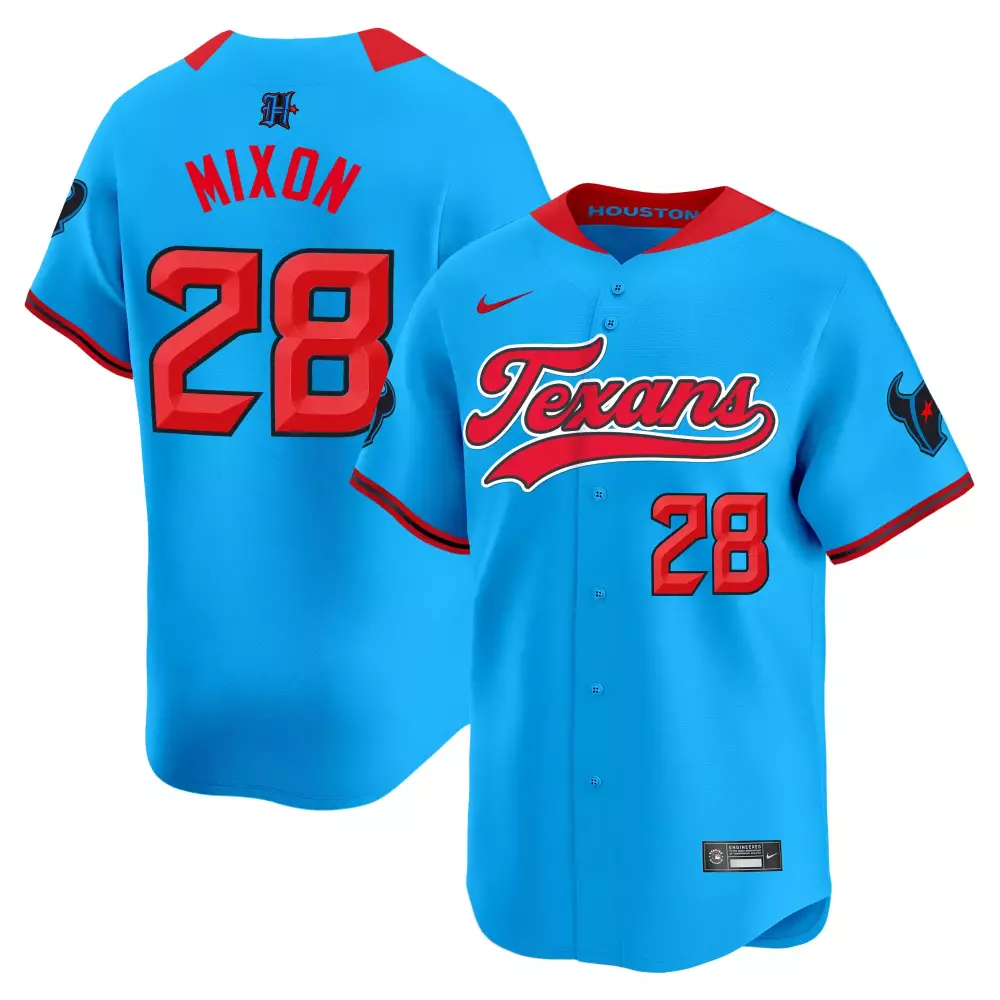 joe mixon blue mens houston texans 2024 baseball jersey all stitched