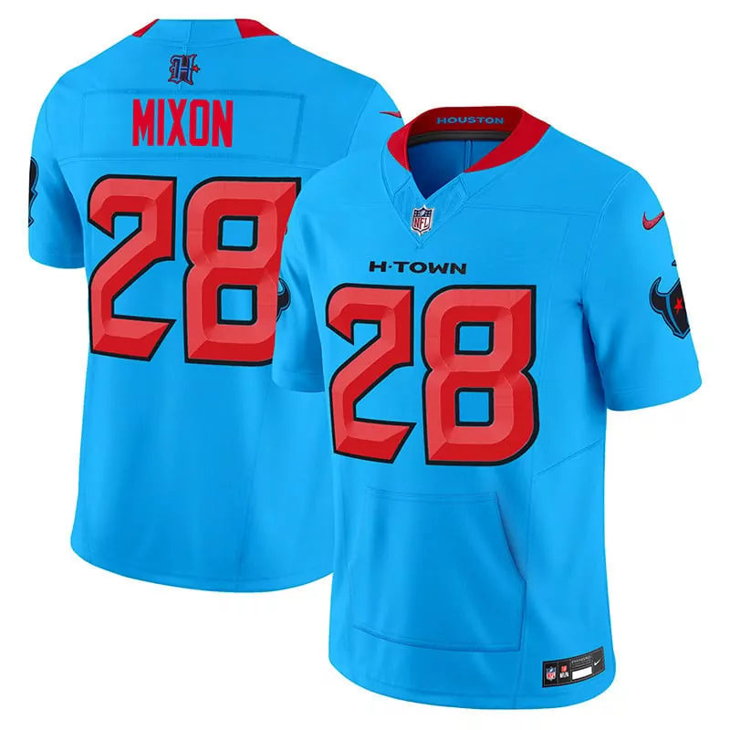 joe mixon blue mens houston texans 2024 vapor hand warmer jersey all stitched
