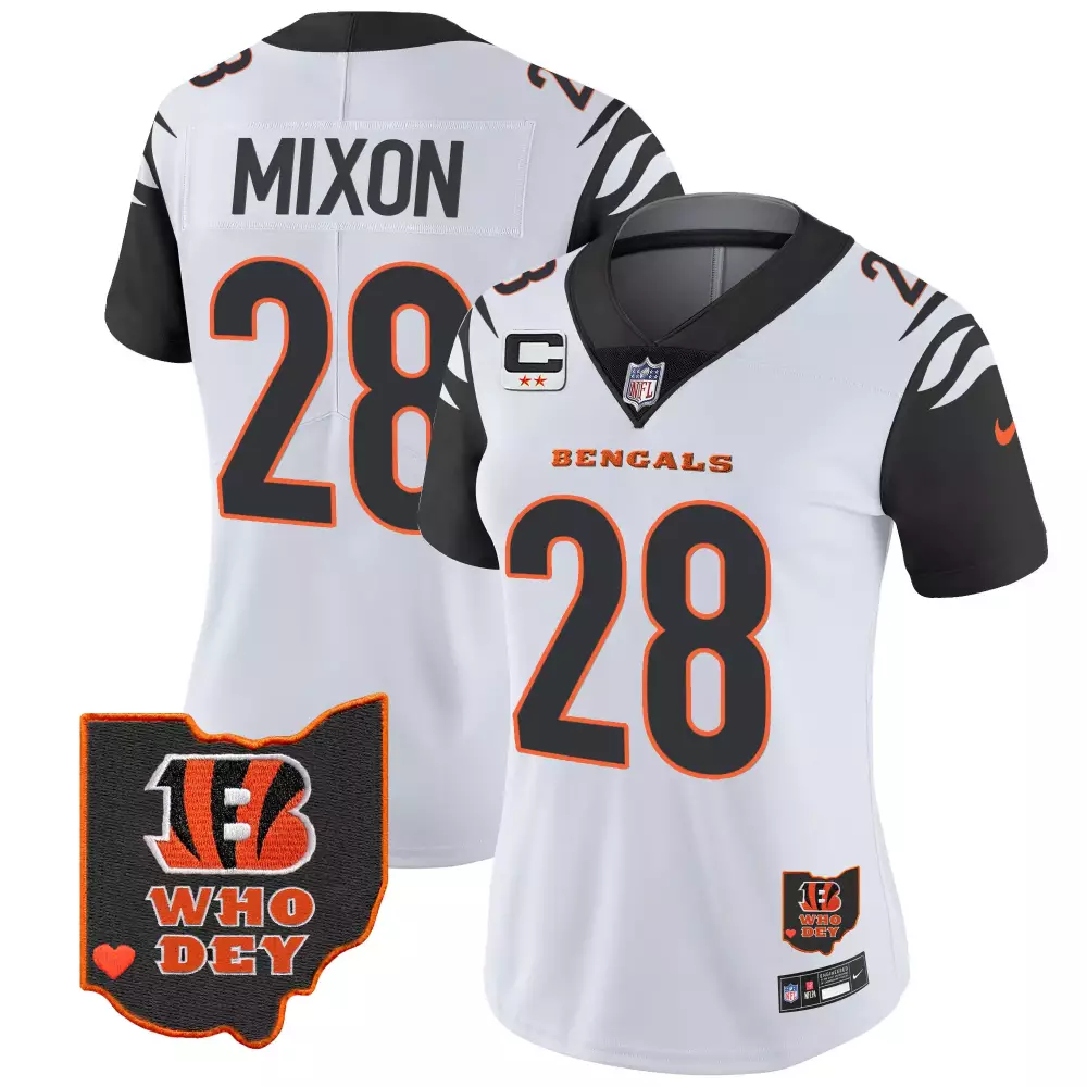Joe Mixon Cincinnati Bengals Color Rush Ohio Patch Vapor Limited Jersey V2 | Stitched Women's Fan Gear for Game Day | For Women & Youth