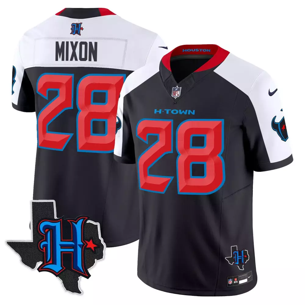 joe mixon navy alternate mens houston texans 2024 texas patch vapor limited jersey v2 all stitched