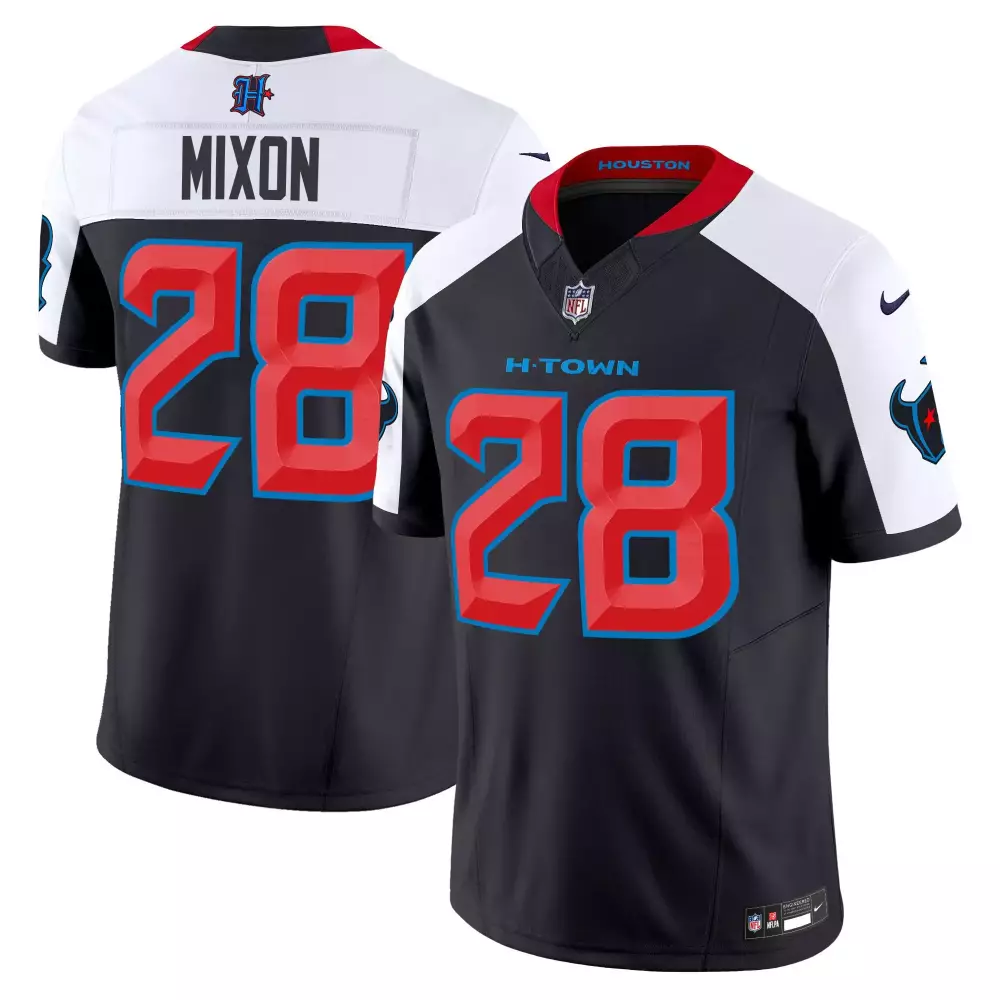 joe mixon navy alternate mens houston texans 2024 texas patch vapor limited jersey v2 all stitched