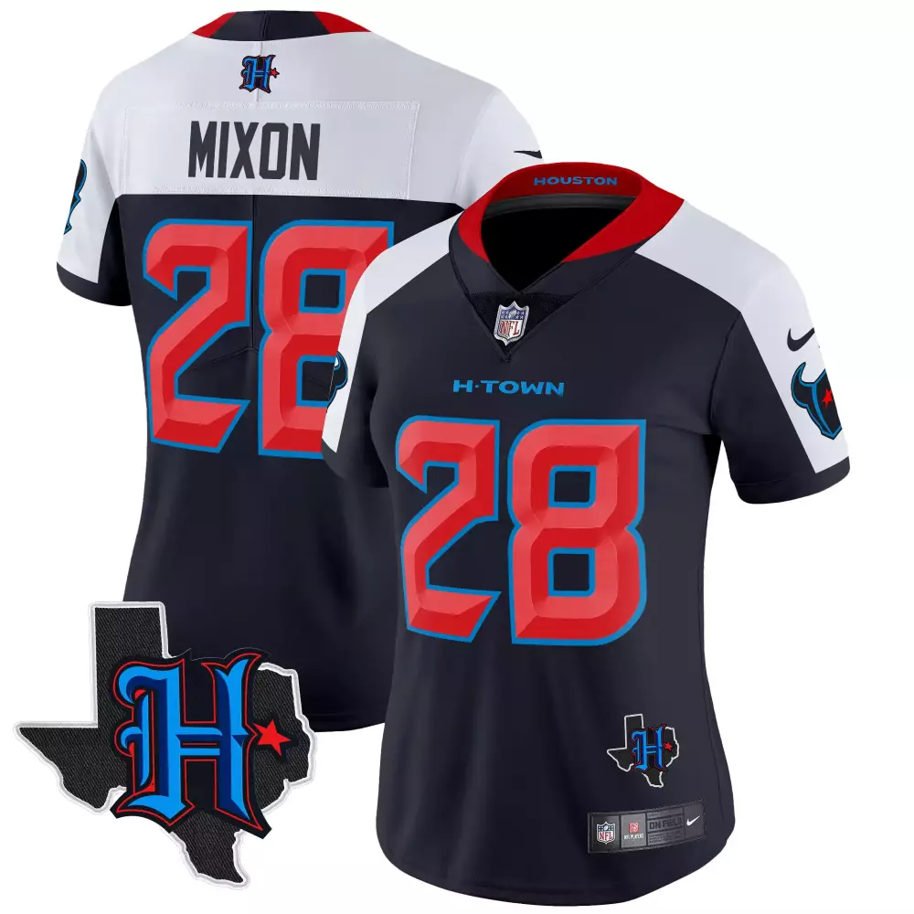 joe mixon navy alternate mens houston texans 2024 texas patch vapor limited jersey v2 all stitched