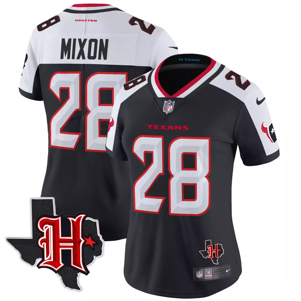joe mixon navy alternate womens houston texans 2024 texas patch vapor limited jersey v2 all stitched