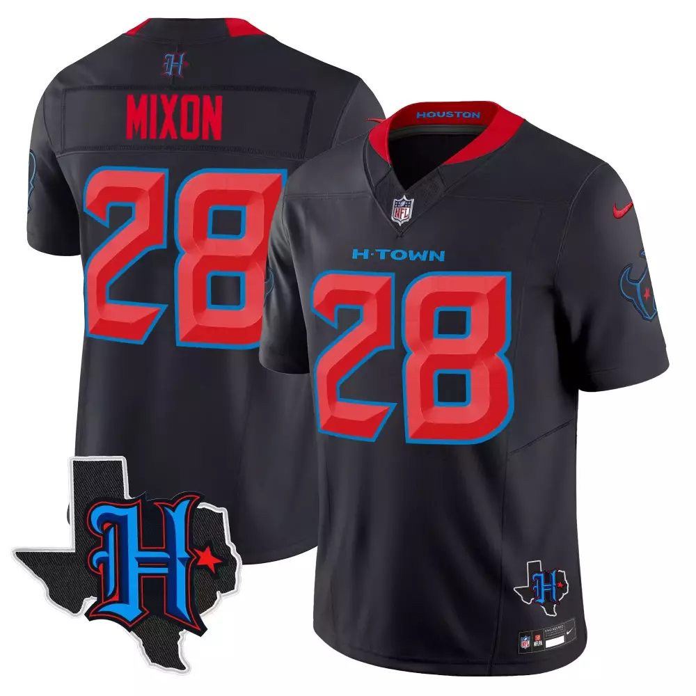 joe mixon navy limited mens houston texans 2024 texas patch vapor limited jersey all stitched