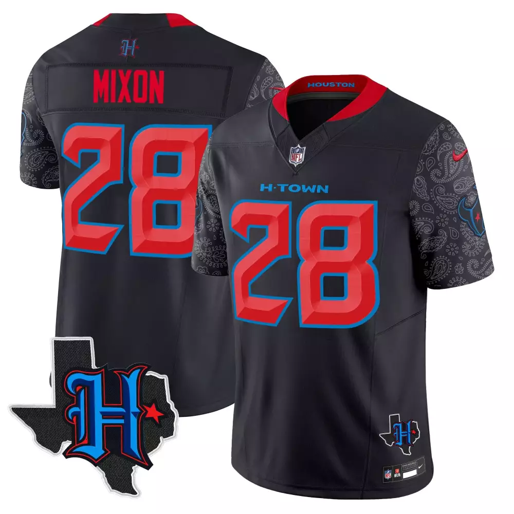 joe mixon navy limited mens houston texans 2024 texas patch vapor limited jersey all stitched