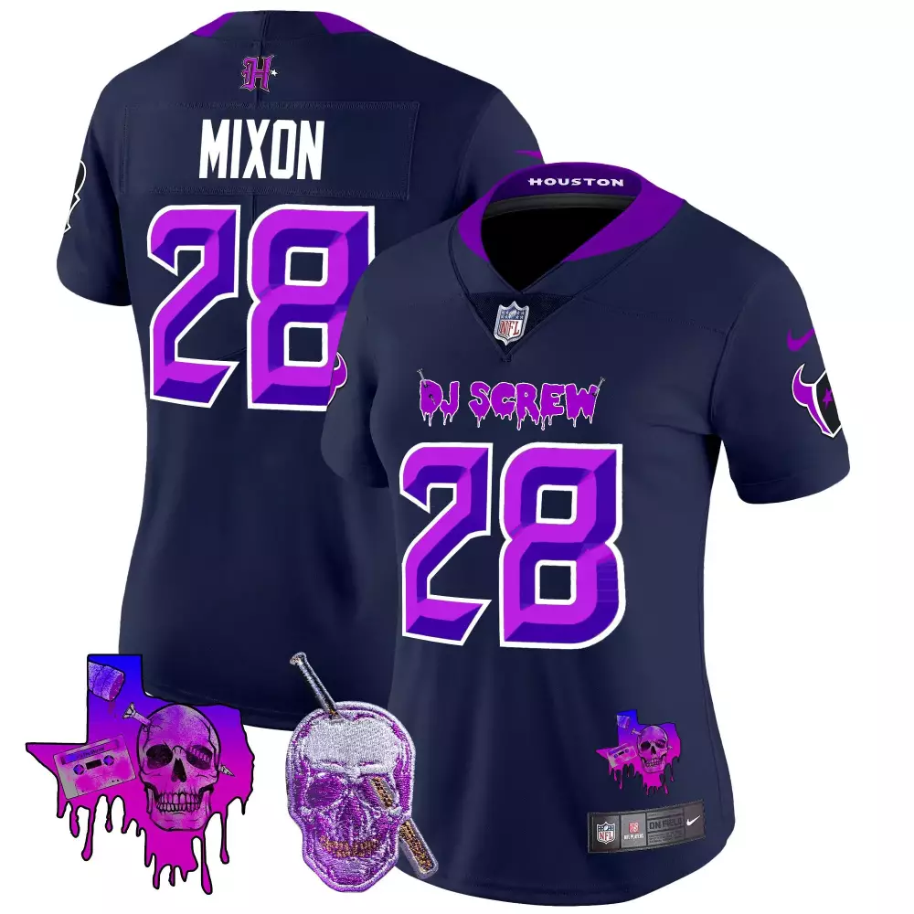 joe mixon navy limited womens houston texans 2024 vapor limited jersey v3 all stitched