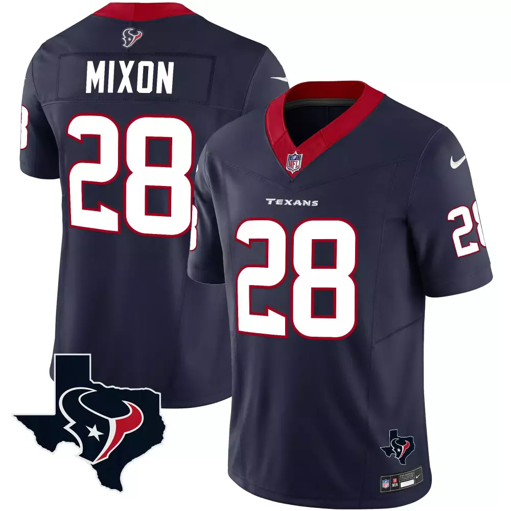 joe mixon navy mens houston texans 2024 vapor limited jersey v5 all stitched