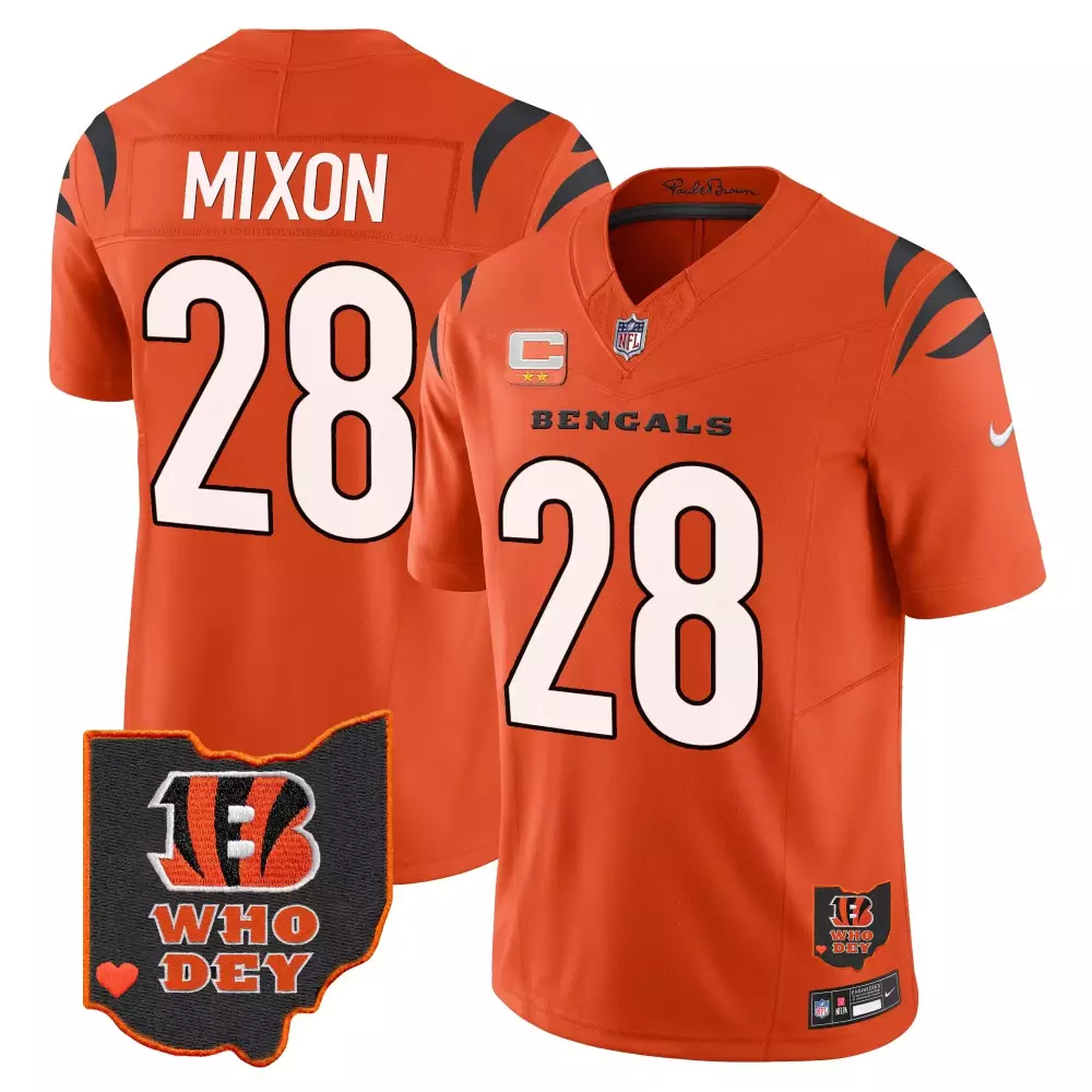 Joe Mixon Cincinnati Bengals Ohio Patch Vapor Limited Jersey V2 | Stitched Fan Gear | For Men, Women & Youth