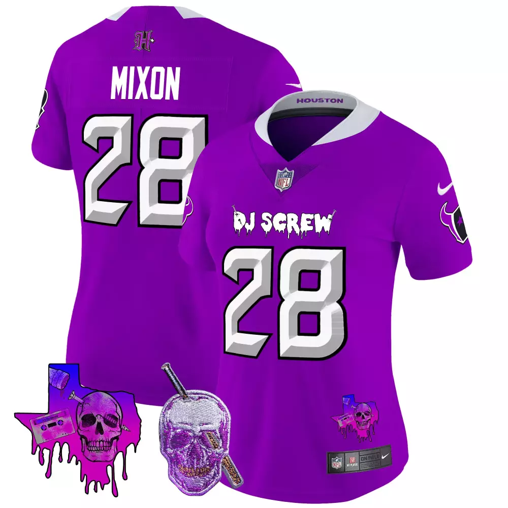 joe mixon navy womens houston texans 2024 texas patch vapor limited jersey v5 all stitched