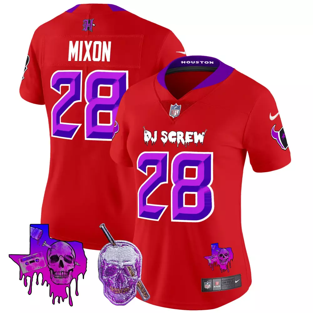 joe mixon red womens houston texans dj screw vapor limited jersey all stitched