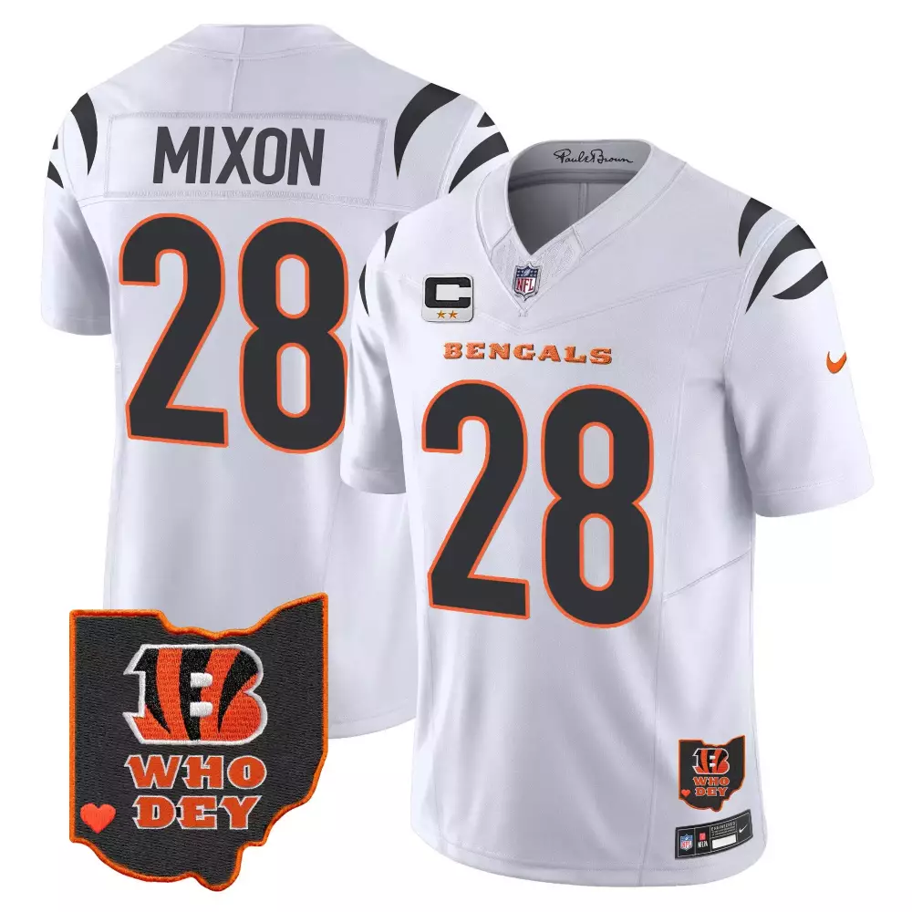 Joe Mixon Cincinnati Bengals White Ohio Patch Vapor Limited Jersey V2 | Stitched Fan Gear for Men, Women & Youth