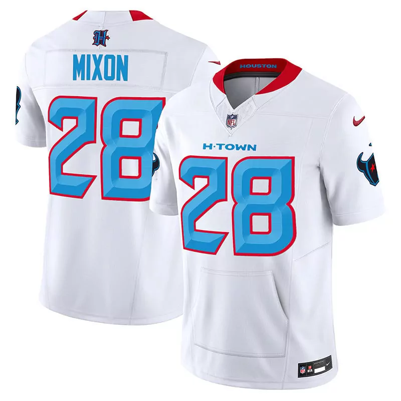 joe mixon white mens houston texans 2024 texas patch vapor limited jersey v5 all stitched