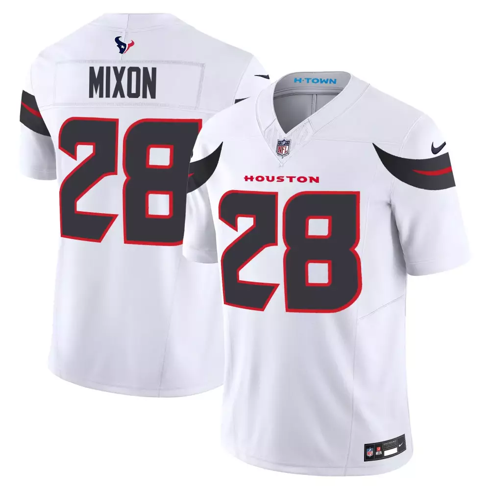 joe mixon white mens houston texans 2024 texas patch vapor limited jersey v5 all stitched