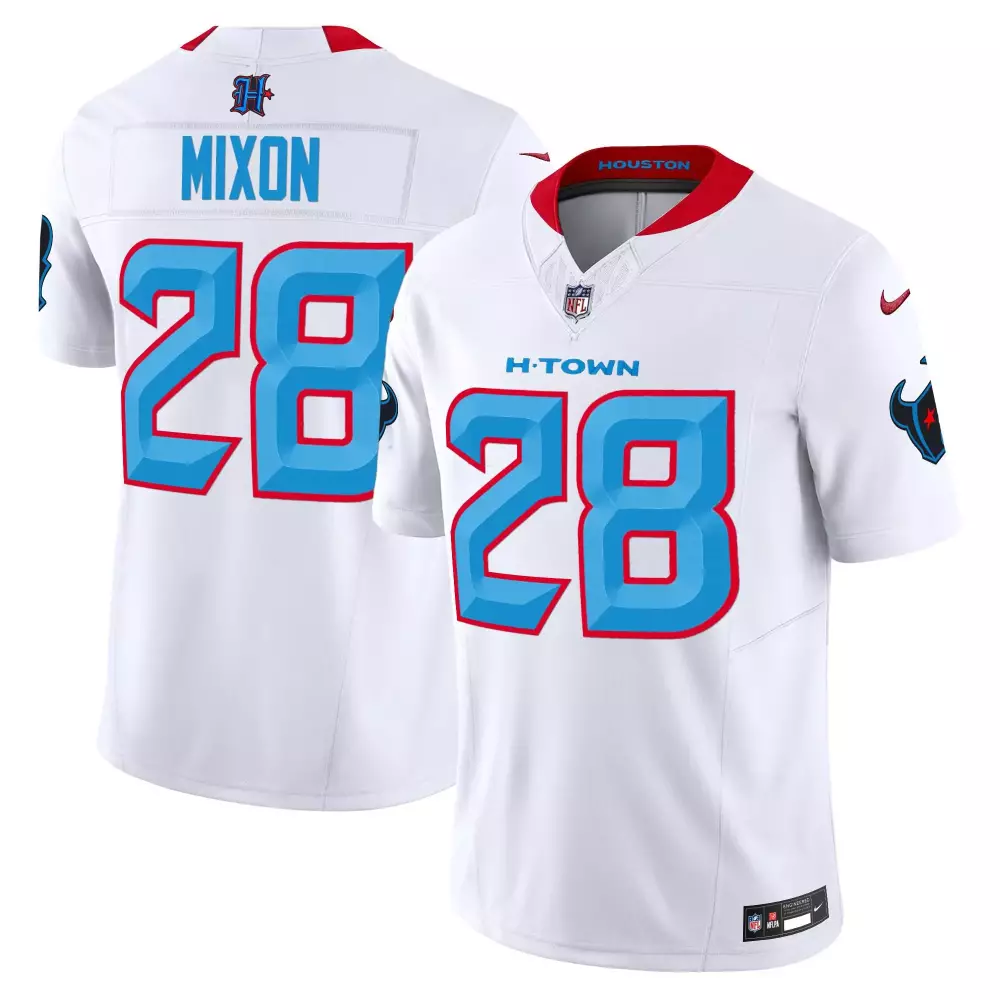 joe mixon white mens houston texans 2024 texas patch vapor limited jersey v5 all stitched