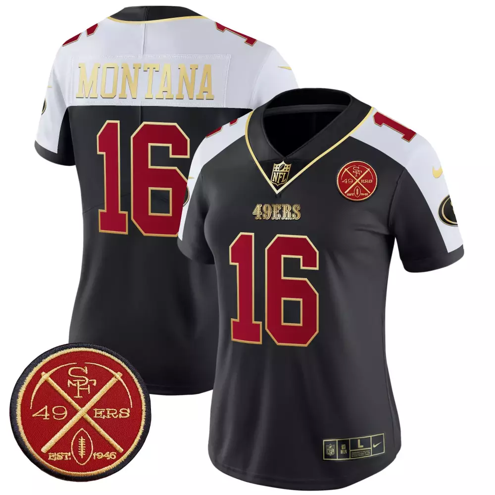 Joe Montana San Francisco 49ers 2024 Black Alternate Women's Est1946 Patch Vapor Limited Jersey | For Men, Women & Youth