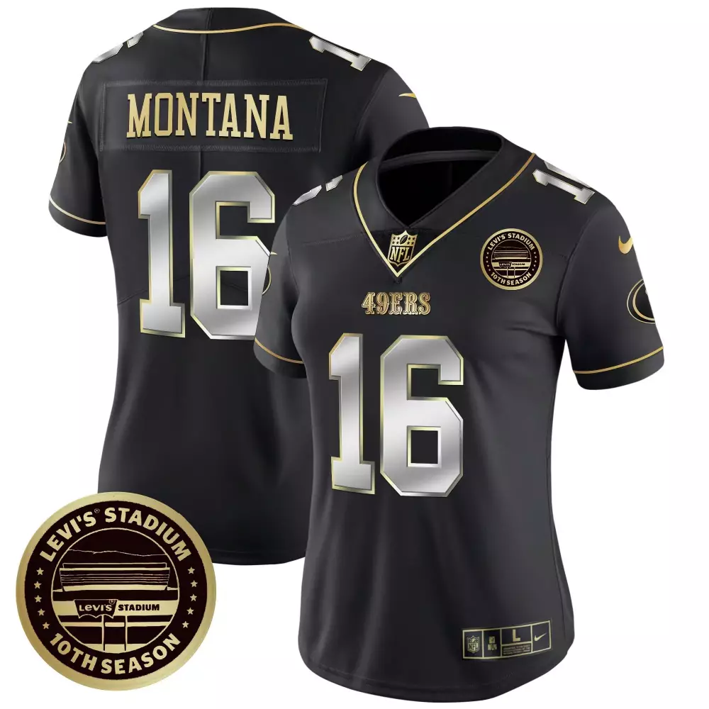 Joe Montana Black Limited Women's San Francisco 49ers Vapor Jersey | EST1946 Patch | For Men, Women & Youth