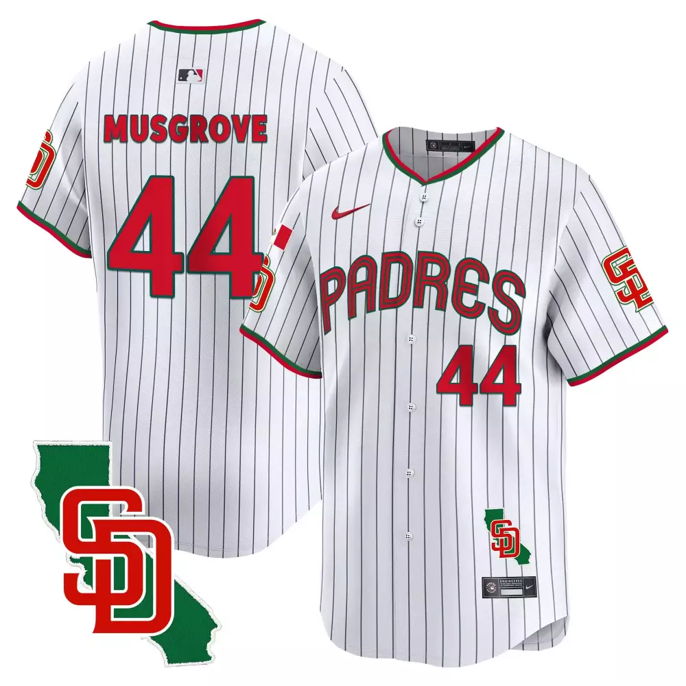 Joe Musgrove Pinstripe Men's Padres Mexico California Patch Jersey V4 | Vapor Premier Limited Edition | For Men, Women & Youth