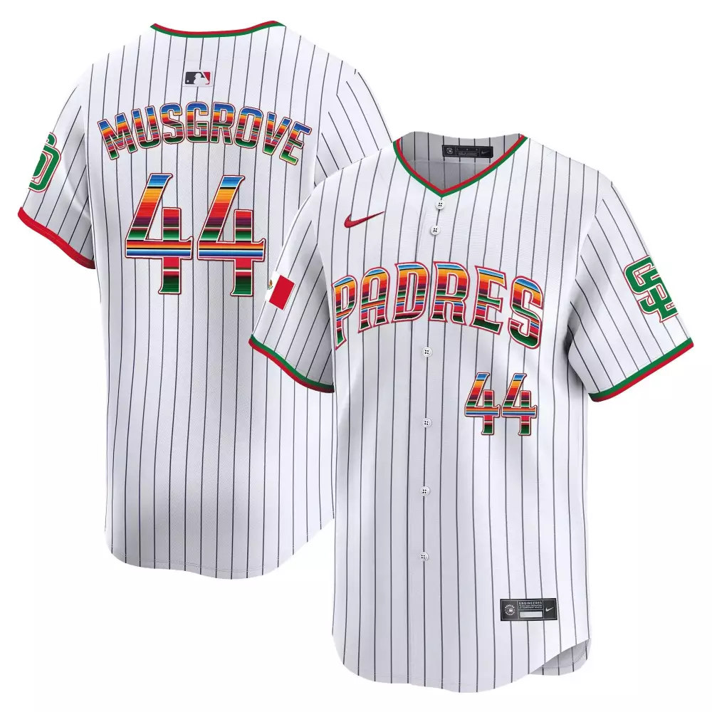 Joe Musgrove Pinstripe Men's Padres Mexico For Peter Patch Jersey | Vapor Premier Limited Edition | For Men, Women & Youth
