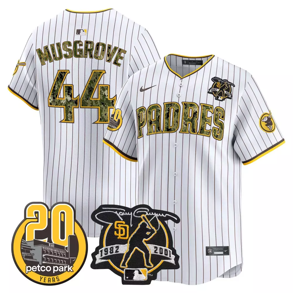Joe Musgrove Pinstripe Men's Padres Mexico For Peter Patch Jersey | Vapor Premier Limited Edition | For Men, Women & Youth