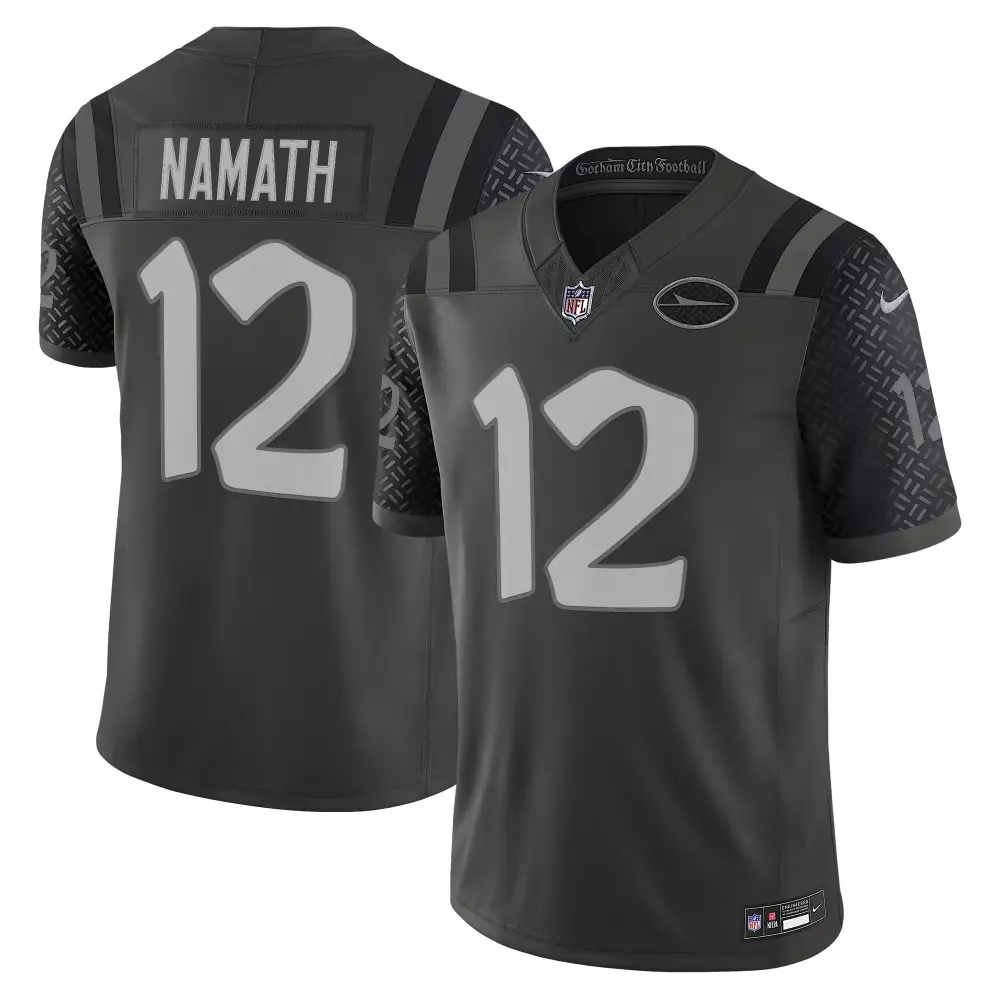 joe namath game mens new york jets black gold white gold vapor limited all stitched