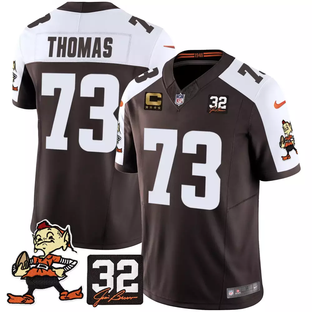 joe thomas alternate mens cleveland browns 32 jim brown memorial patch gold trim jersey all stitched
