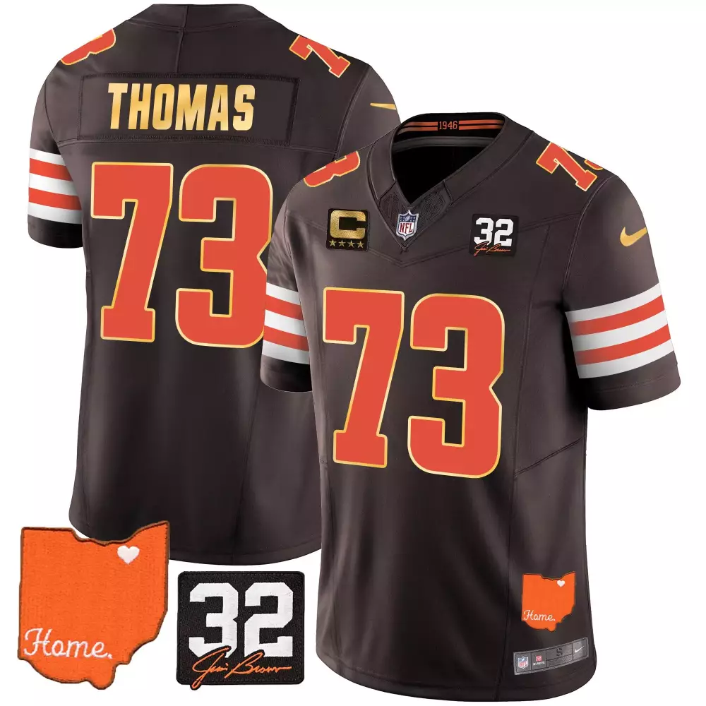 joe thomas black womens cleveland browns 32 jim brown memorial patch jersey all stitched