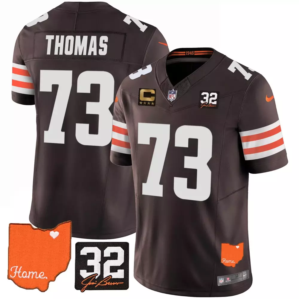 joe thomas black womens cleveland browns 32 jim brown memorial patch jersey all stitched