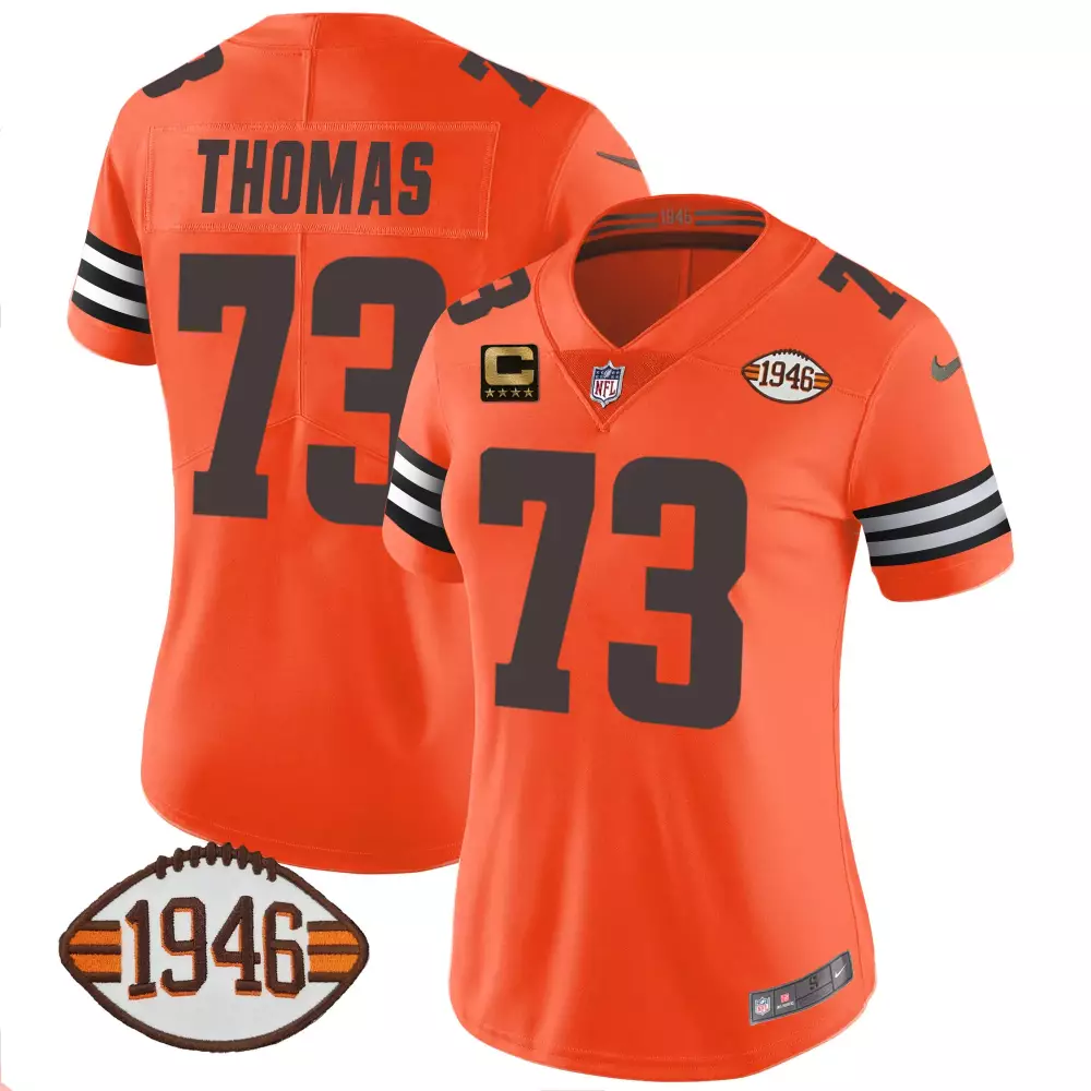 Joe Thomas Cleveland Browns 1946 75th Anniversary Orange Jersey | Stitched Fan Gear | For Men, Women & Youth