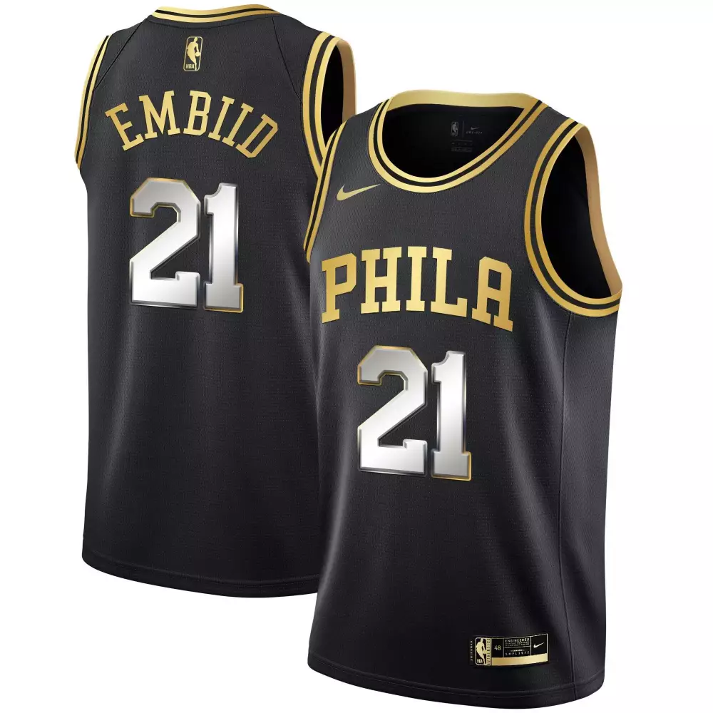 joel embiid black limited mens philadelphia 76ers black limited black gold jersey all stitched