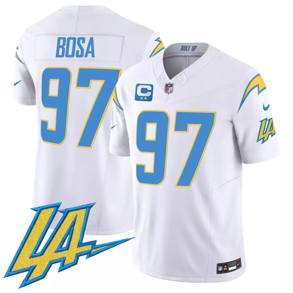 joey bosa white gold womens los angeles chargers white gold black gold jersey all stitched