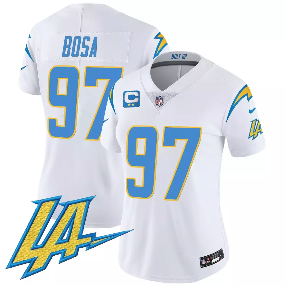 joey bosa white gold womens los angeles chargers white gold black gold jersey all stitched