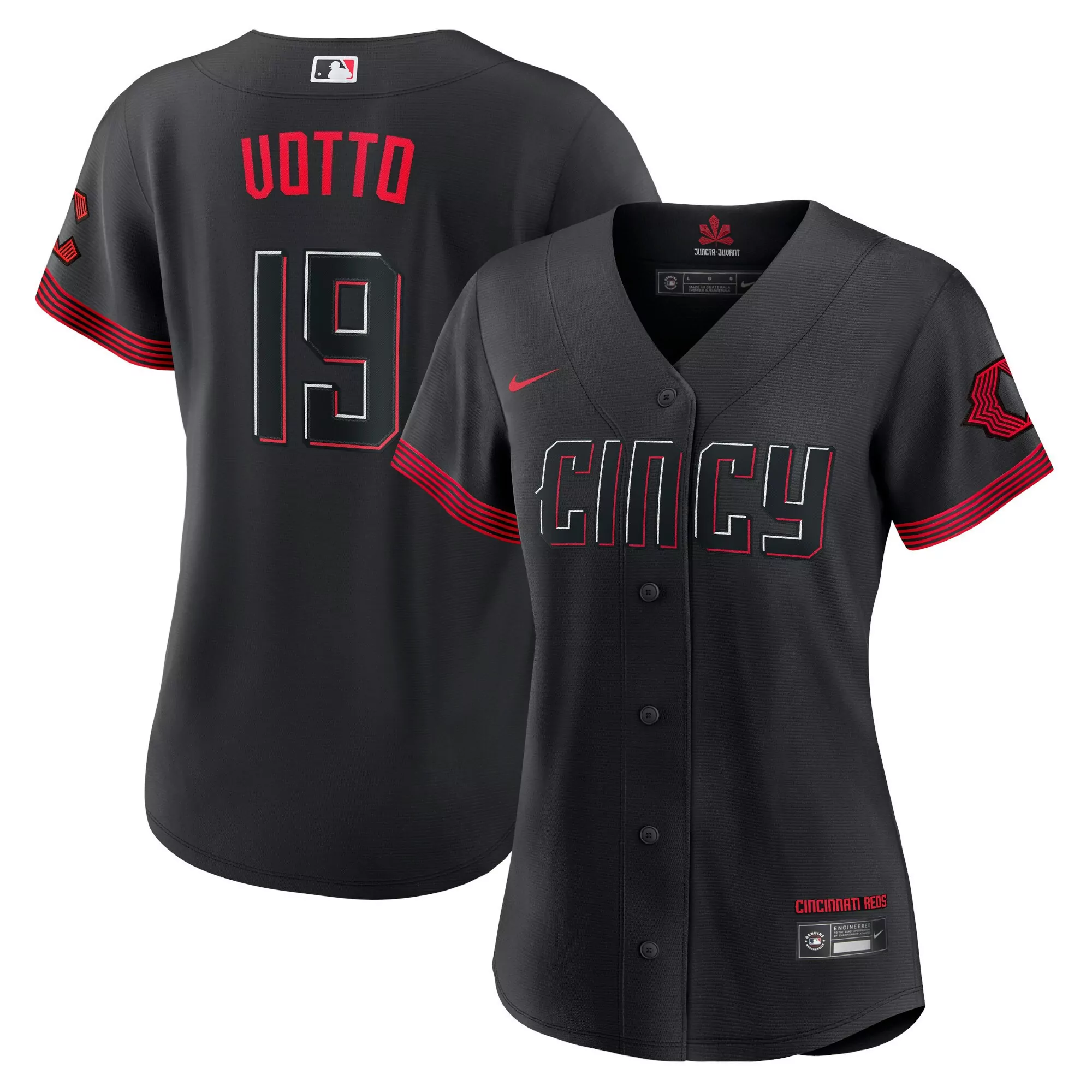 joey votto women cincinnati reds black 2023 city connect flex jersey all stitched