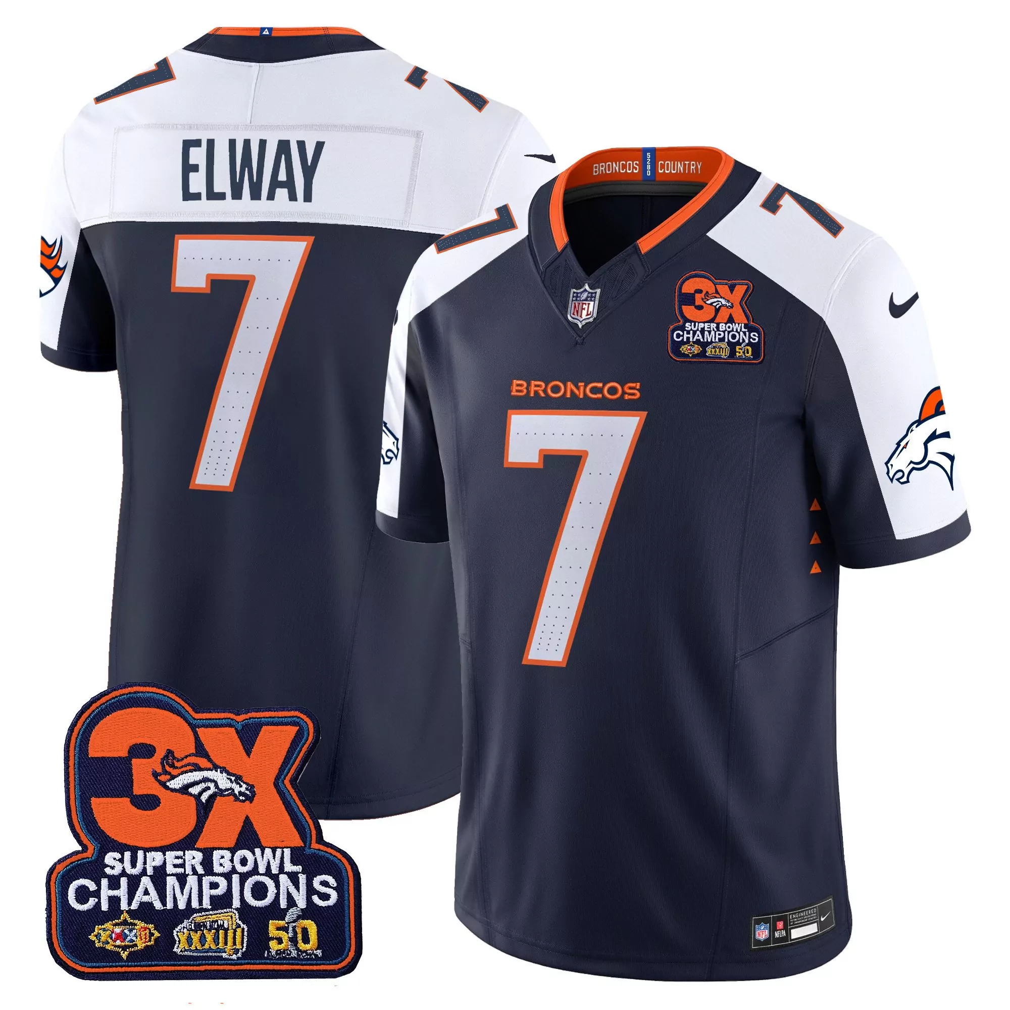 john elway navy alternate mens denver broncos 3time champions patch vapor limited jersey all stitched
