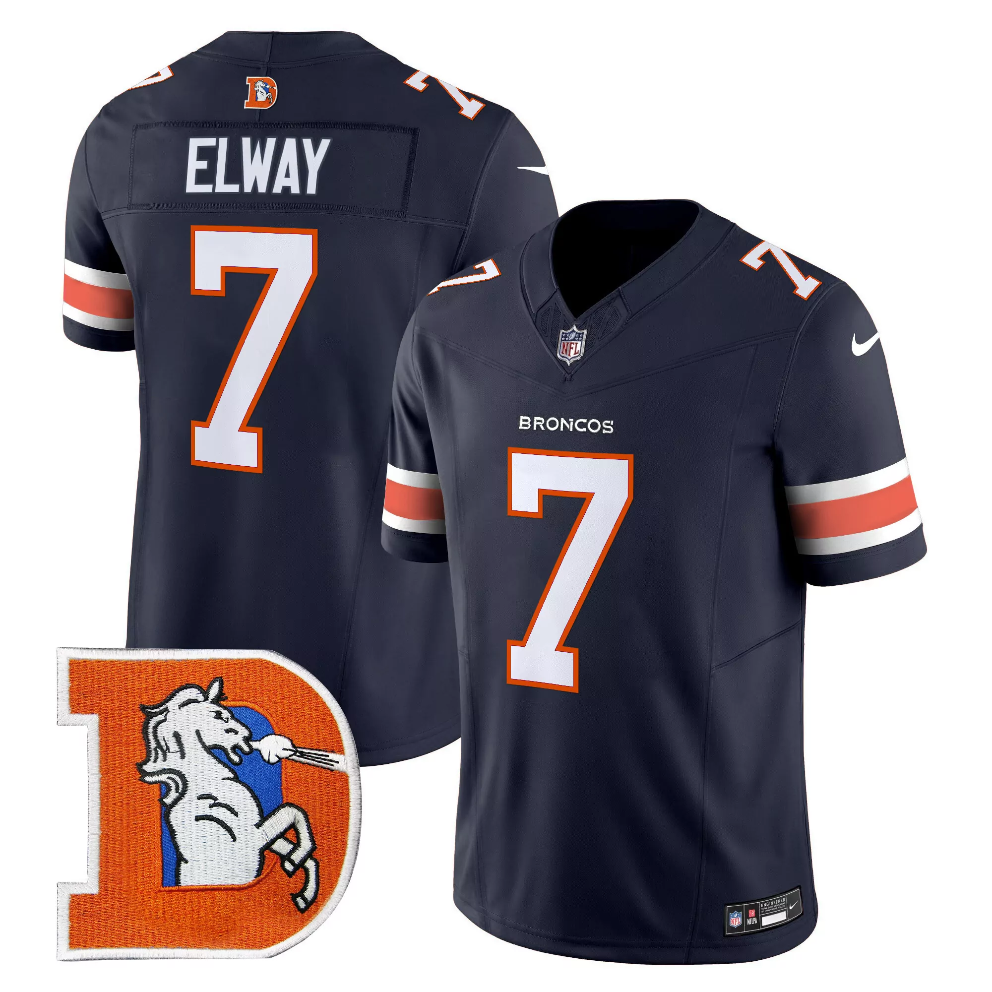john elway navy mens denver broncos 3time champions patch game jersey al stitched