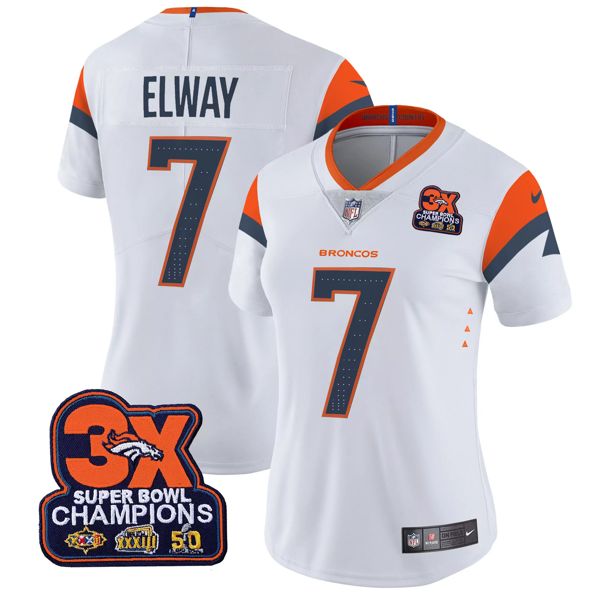 john elway white womens denver broncos 3time champions patch vapor limited jersey all stitched