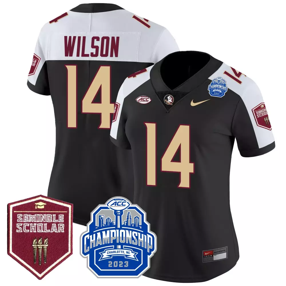 johnny wilson black alternate womens florida state seminoles 2023 acc championship patch vapor jersey all stitched