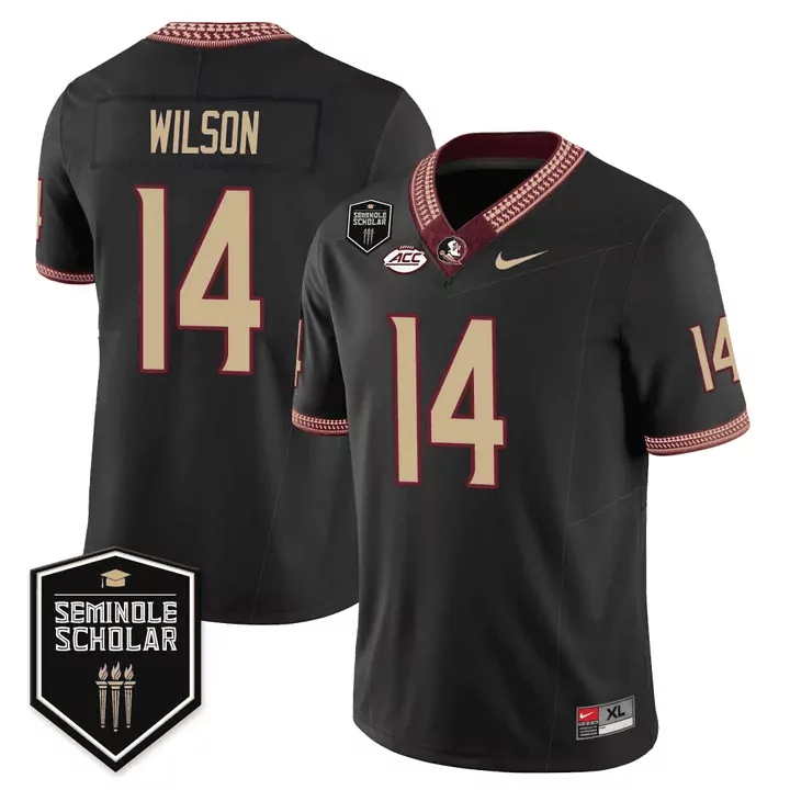 johnny wilson black mens florida state seminoles scholar patch vapor limited jersey all stitched