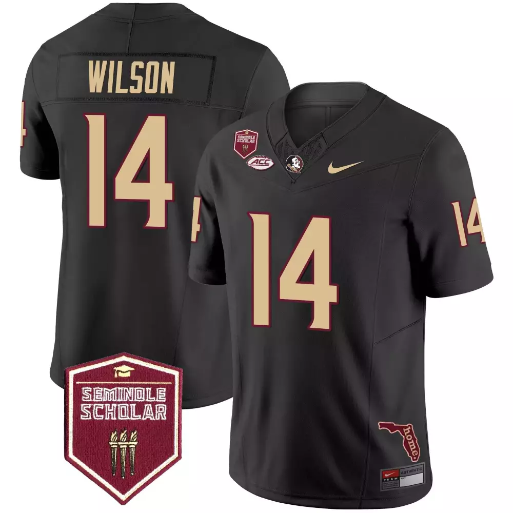 johnny wilson black mens florida state seminoles scholar patch vapor limited jersey all stitched