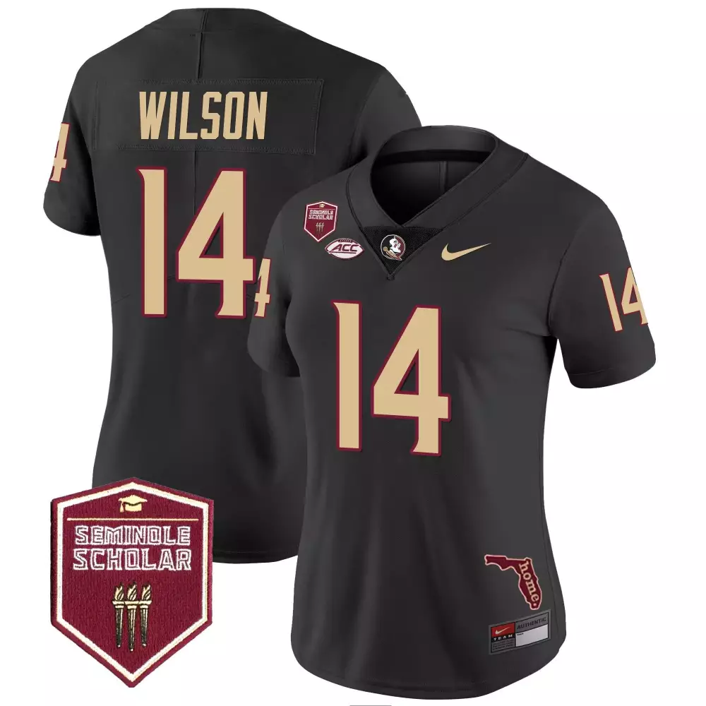 johnny wilson black mens florida state seminoles scholar patch vapor limited jersey all stitched