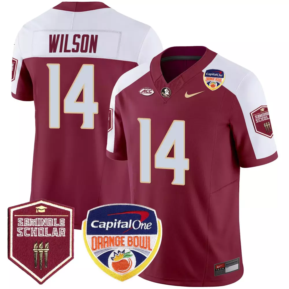 johnny wilson garnet alternate mens florida state seminoles 2023 acc championship patch vapor jersey all stitched