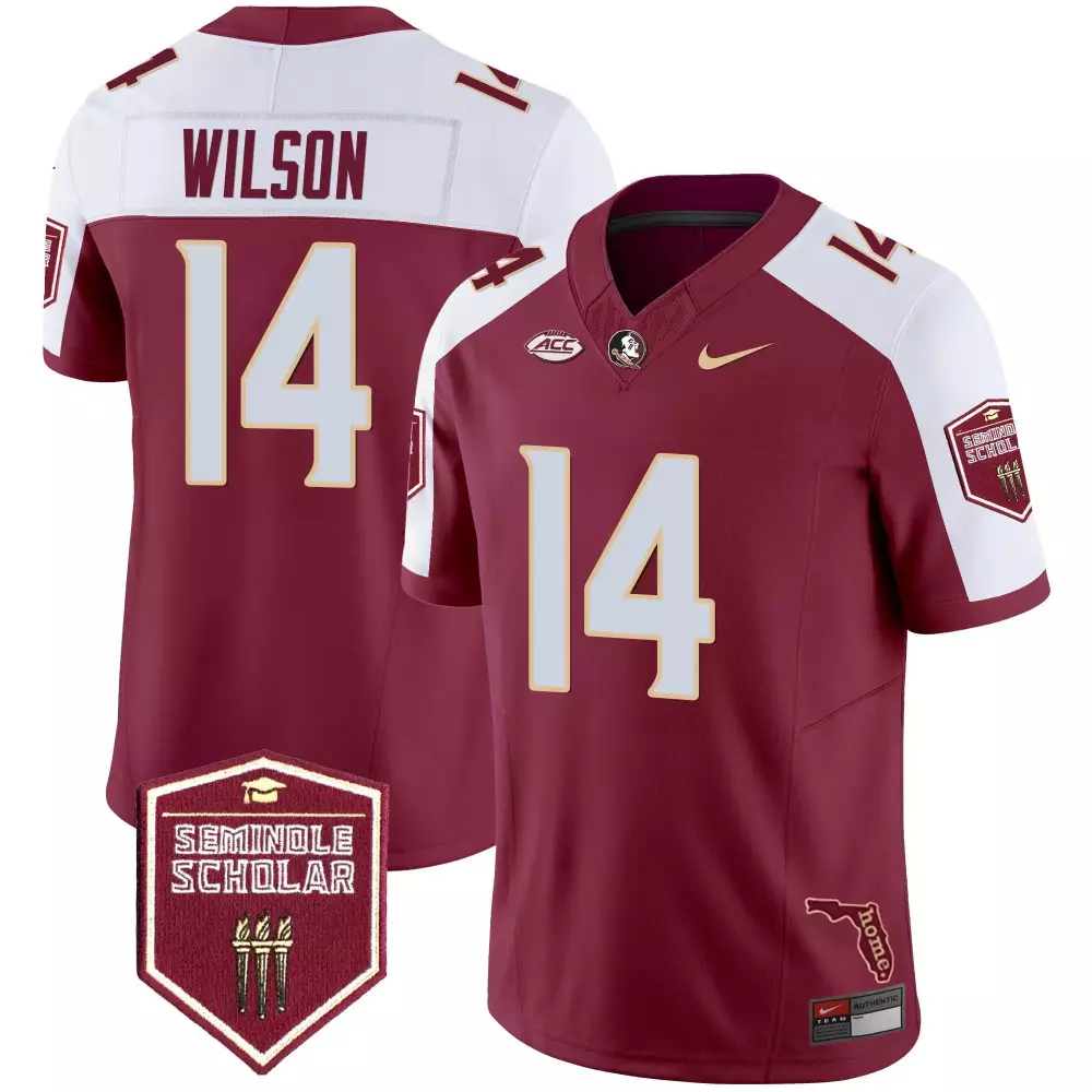 johnny wilson garnet alternate mens florida state seminoles 2023 acc championship patch vapor jersey all stitched